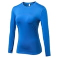thumbnail image 1 of Women's Slim Fit Sweat-Wicking Yoga T-Shirt Quick-Drying Mesh Stitched Sports Top,Blue,2XL, 1 of 1