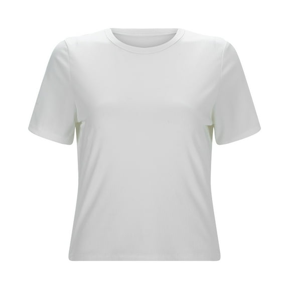 Women's Slim Fit T-Shirt Summer Round Neck Short Sleeve Stretchy Soft Comfortable Casual Basic Top for Everyday Wear
