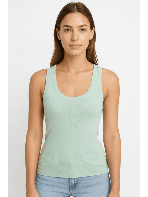 Women's Slim Fit Tank Top Light Green Size Medium