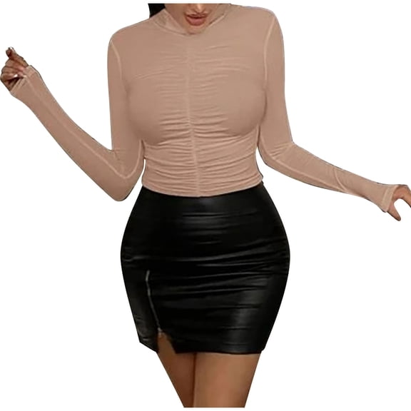 Women's Slim Fit Turtleneck Long Sleeve Tee Casual Basic Top for Autumn Winter Comfortable Stretchy Soft Fabric Fashionable Layering