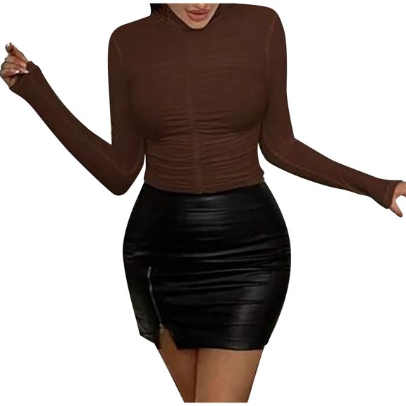 Women's Slim Fit Turtleneck Long Sleeve Tee Casual Basic Top for Autumn Winter Comfortable Stretchy Soft Fabric Fashionable Layering