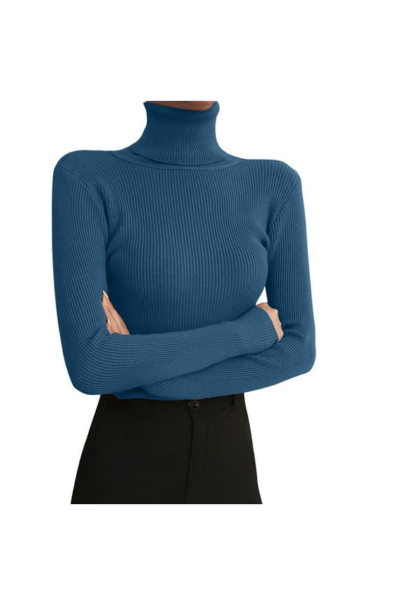 Women's Slim Fit Turtleneck Thermal Underwear Top Long Sleeve Knit Sweater Layering Base Layer for Autumn Winter Season