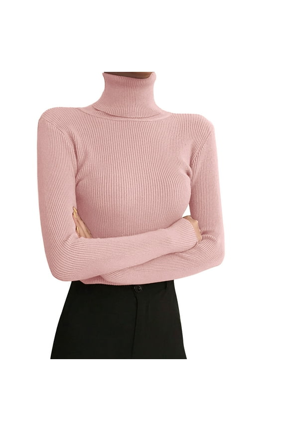 Women's Slim Fit Turtleneck Thermal Underwear Top Long Sleeve Knit Sweater Layering Base Layer for Autumn Winter Season
