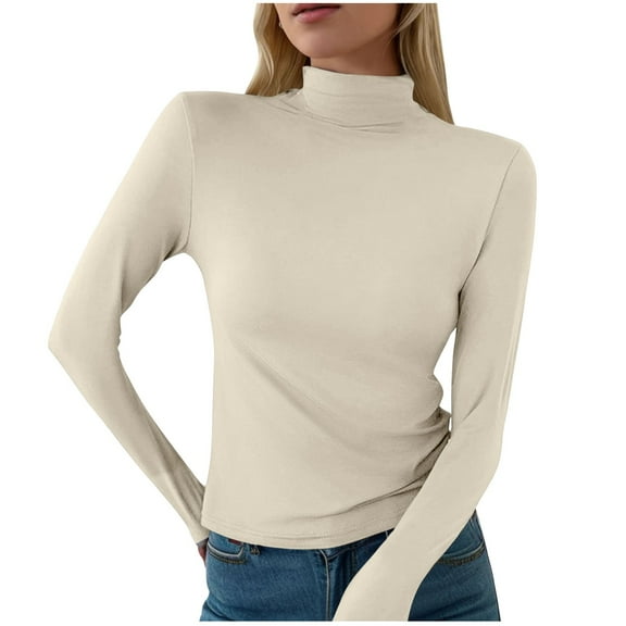Women's Slim Fit Turtleneck Thermal Underwear Top Long Sleeve Lightweight Double Faced Base Layer Shirt for Warmth and Comfort