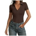thumbnail image 1 of Women's Slim Fit V Neck Long Sleeve T-Shirt Solid Color Casual Blouse Comfortable Soft Stretch Basic Top, 1 of 2