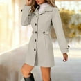 thumbnail image 1 of Women's Slim Fit Wool Blend Trench Coat, Mid-Length Notch Lapel Pea Coat, Single Breasted Button Front Jacket, Waist Defining Overcoat, Tailored A-Line Fall Winter Coat White M, 1 of 6