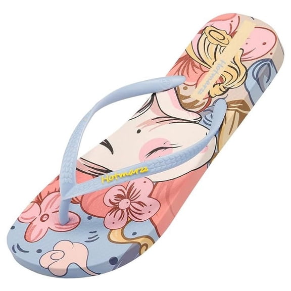 Women's Slim Flip Flops Concave Sole Sandals Beach Slippers Shower Slides light blue Size 7 US/38 EU