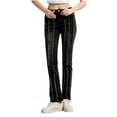 thumbnail image 1 of Women's Slim Jeans Mid-Rise Jean Stretch Denim Pants Retro Raw Side Jeans Slim Fit Straight Wide Leg Denim Pants with Pockets, 1 of 9