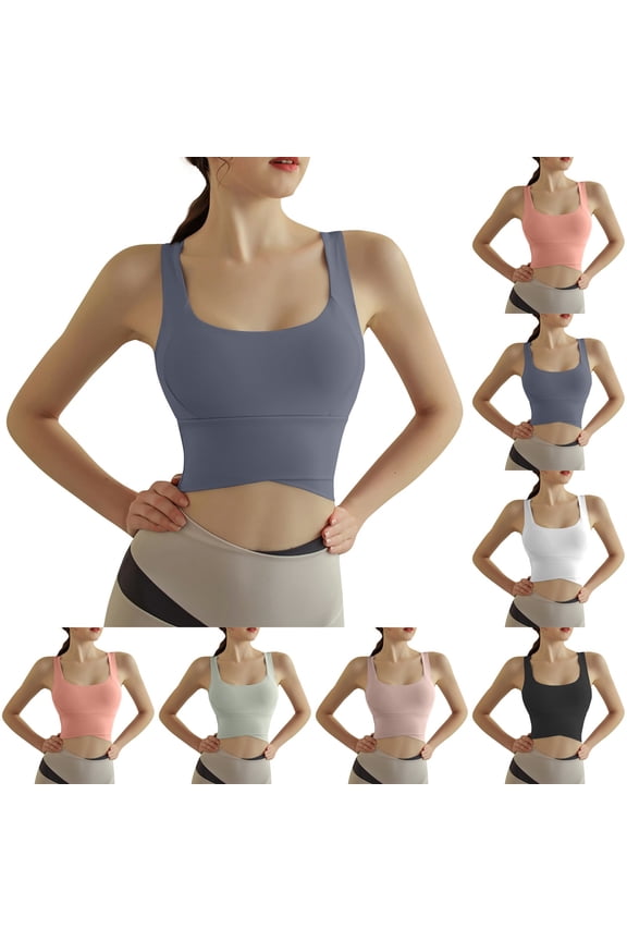 Women's Slim Strap Sports Underwear Yoga Bra Vest, Seamless Wireless Padded Fitness Bralette, High Elasticity Breathable Workout Tank Top, Thin Strap Supportive Gym Cami, Activewear Base Layer