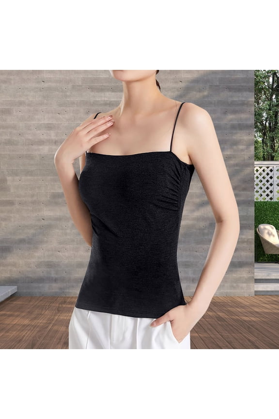 Women's Slim Underwear With Folded Suspender Vest With Chest Pad Is Covered With A Beautiful Back Top With Long And Short Shoulder Straps. Womens for Layering Nylon Tops for Women Workout to The Heart