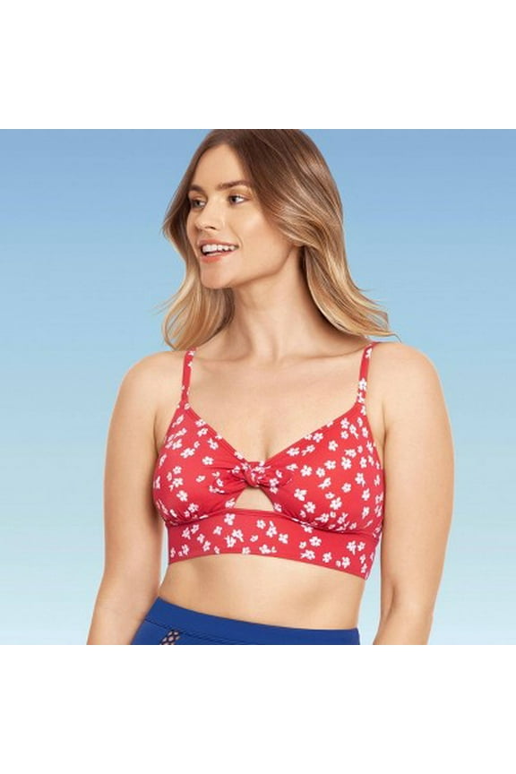 Women's Slimming Control Tie-Front Bikini Top - Beach Betty by Miracle Brands Red Floral XL