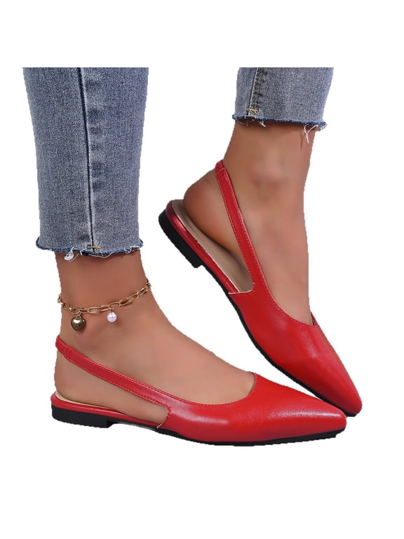 Women's Slingback Dressy Pointed Toe Ballet Flats | Dress Flat Shoes, Low Heel, 37