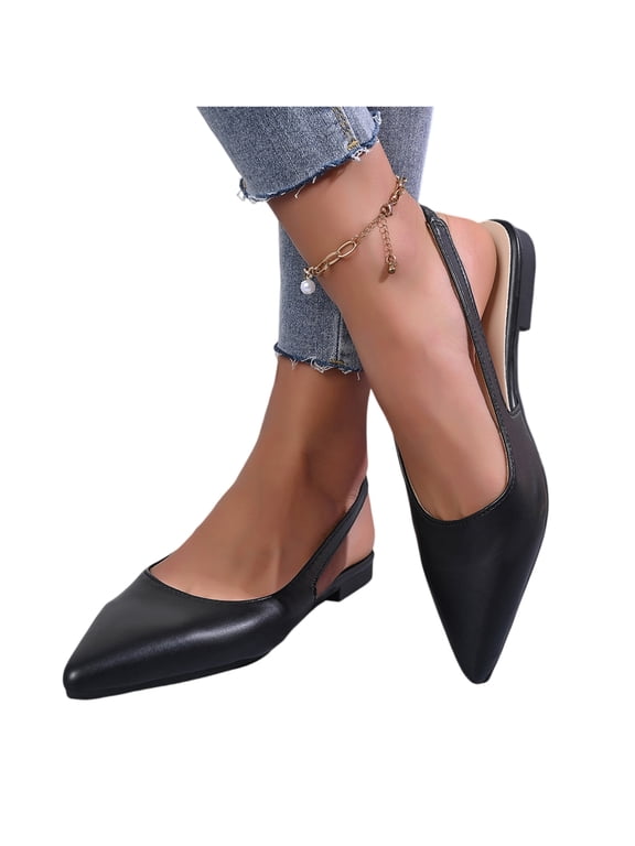 Women's Slingback Dressy Pointed Toe Ballet Flats | Dress Flat Shoes, Low Heel, 40