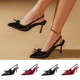thumbnail image 1 of Women's Slingback Heels for Women Trendy Pointed Toe Bow Decor Stiletto Pumps Comfortable Patent Leather Slip On Dress Shoes Fashion Plus Size Black Shoes for Women, 1 of 10
