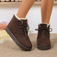 thumbnail image 1 of Women's Slip on Ankle Boots, Fall Winter Round Toe Lace Up Flat Warm Fleece Lined Cotton Boots with Breathable Upper and Non Slip Sole, Cozy Winter Footwear for Cold Weather Daily Wear, 1 of 7