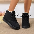 thumbnail image 1 of Women's Slip on Ankle Boots, Fall Winter Round Toe Lace Up Flat Warm Fleece Lined Cotton Boots with Breathable Upper and Non Slip Sole, Cozy Winter Footwear for Cold Weather Daily Wear, 1 of 6