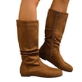 thumbnail image 1 of Women's Slip on Mid Calf Boots, Plus Size Suede Side Zipper Round Toe Casual Boots with Breathable Lining and Cushion Sole, Comfortable Footwear for Everyday Wear, 1 of 5
