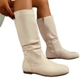 thumbnail image 1 of Women's Slip on Mid Calf Boots, Plus Size Suede Side Zipper Round Toe Casual Boots with Breathable Lining and Cushion Sole, Comfortable Footwear for Everyday Wear, 1 of 6