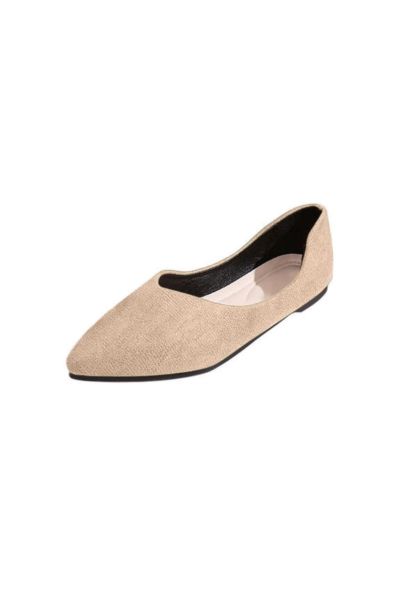 Women's Slip On Ballet Flats Comfortable Walking Shoes, Lightweight Casual Flats, Low Wedge Sole Dressy Slip On Flat Beige Women Sandal