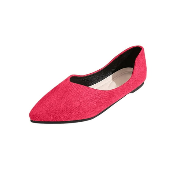 Women's Slip On Ballet Flats Comfortable Walking Shoes, Lightweight Casual Flats, Low Wedge Sole Dressy Slip On Flat Hot Pink Women Sandal