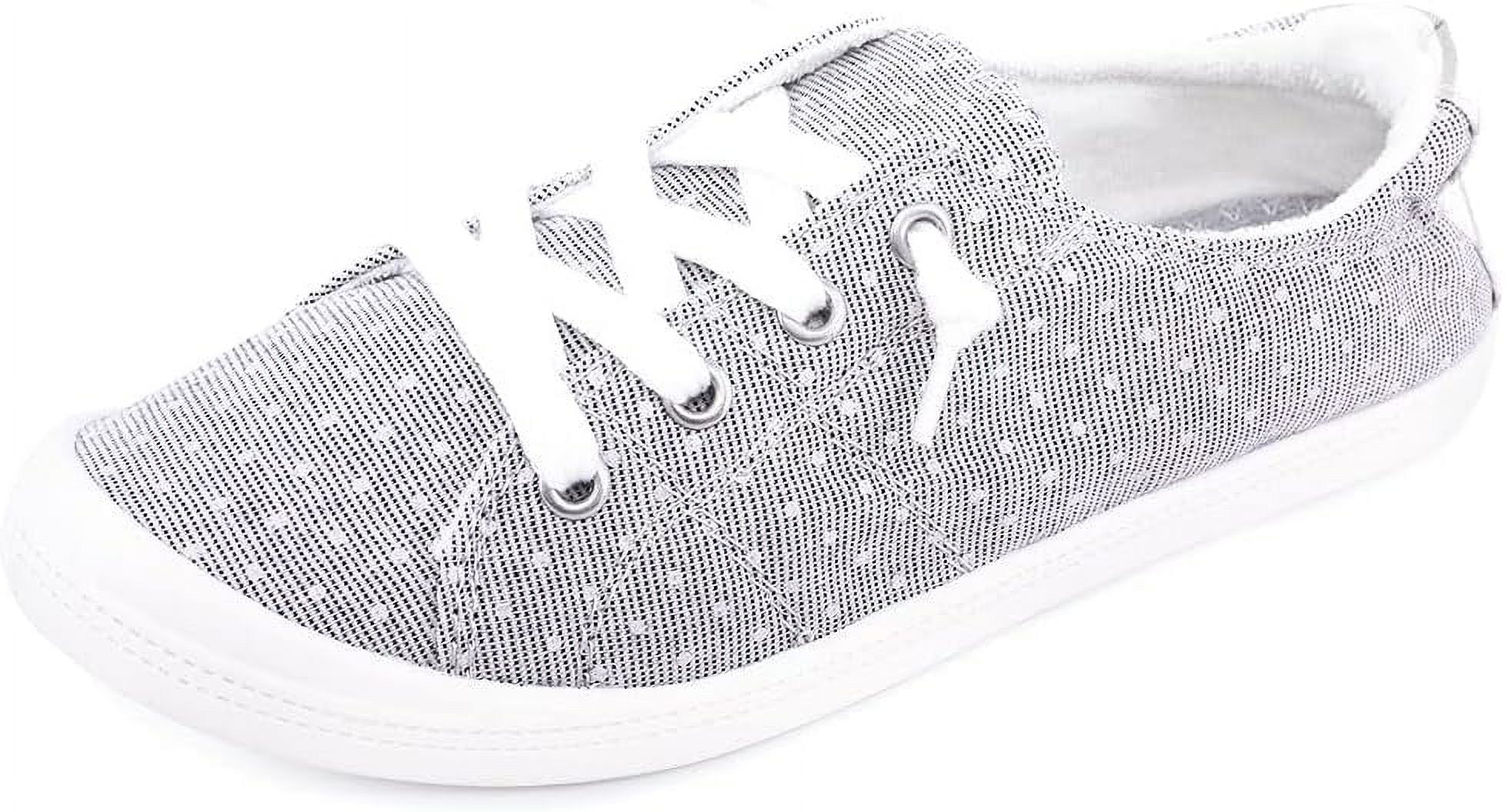 Women's Slip-On Canvas Sneakers - Mesh Polka Dot Low Top, Lightweight Casual Walking Shoes, Comfort Flat