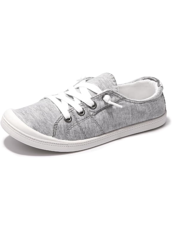 Women's Slip-On Canvas Sneakers - Lightweight Low Top Casual Walking Shoes with Comfortable Flat Sole