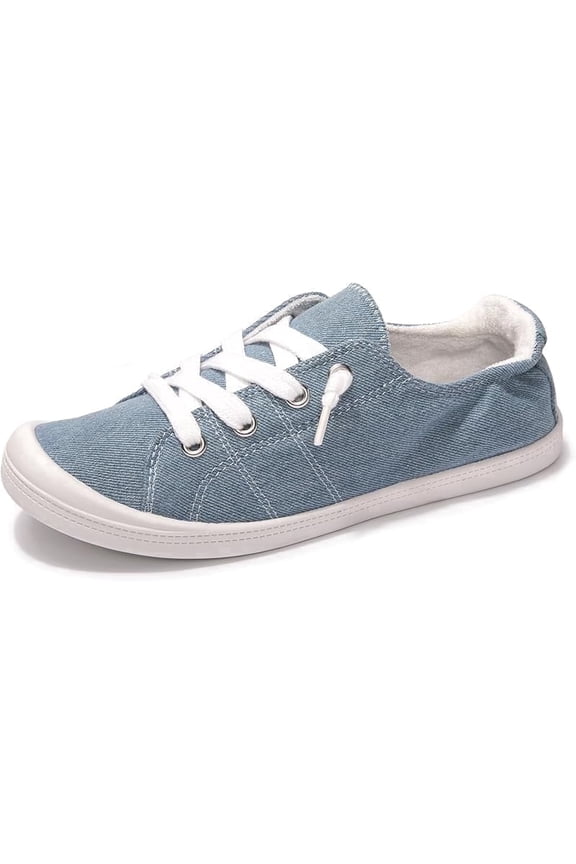 Women's Slip-On Canvas Sneakers - Lightweight Low Top Casual Walking Shoes with Comfortable Flat Sole