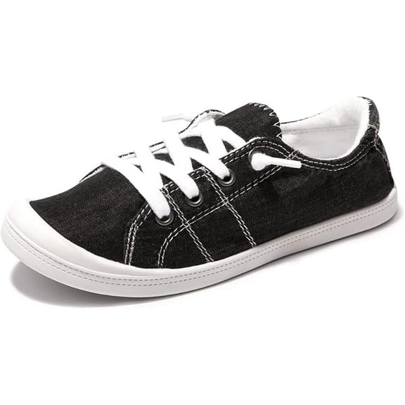 Women's Slip On Canvas Sneakers Low Top Casual Walking Shoes Classic Comfort Flat Fashion Design