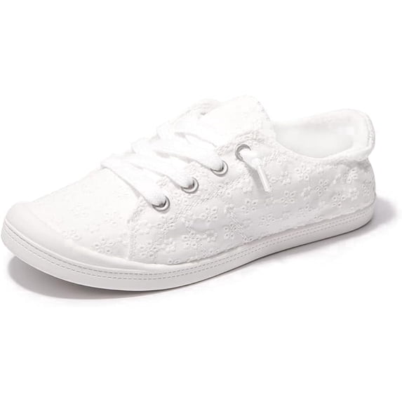Women's Slip-On Canvas Sneakers - Lightweight Low Top Casual Walking Shoes with Comfortable Flat Sole