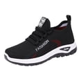thumbnail image 1 of Women's Slip On Casual Walking Shoes Breathable Jogger Running Shoes Comfortable Workout Gym Lace Up Sneakers Black Size 6.5, 1 of 7