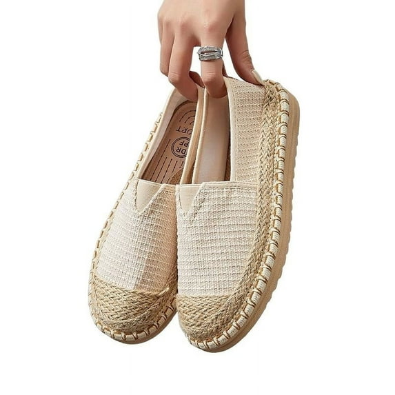 Women's Slip-On Espadrilles - Breathable Canvas Fisherman Shoes, Handwoven Cotton & Linen Flats, Comfortable Summer Casual Shoes for Beach, Travel, and Everyday Wear