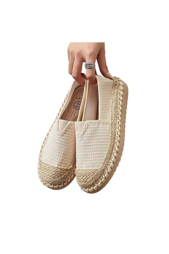 Women's Slip-On Espadrilles - Breathable Canvas Fisherman Shoes, Handwoven Cotton & Linen Flats, Comfortable Summer Casual Shoes for Beach, Travel, and Everyday Wear