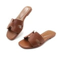 thumbnail image 1 of Women's Slip-On Flat Sandals One Band Design Faux Leather Casual Slides, 1 of 4