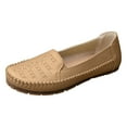 thumbnail image 1 of Women's Slip On Flat Wide Width Loafers Comfortable Low Top Flat Tennis Shoes Breathable Non Slip Work Shoes Brown Size 7.5, 1 of 7