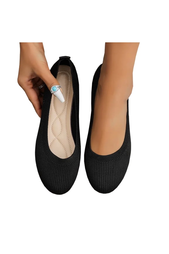 Women's Slip On Flats Shoes Mesh Breathable Ballet Round Toe Soft Casual Office Low Wedge Walking Dress Shoes