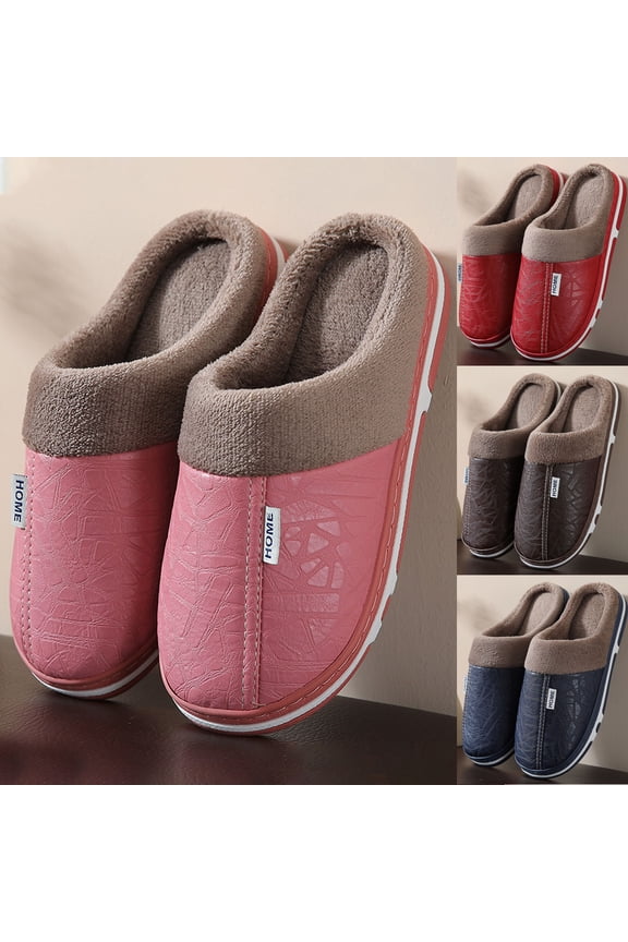Women's Slip On Fuzzy Slippers Memory Foam House Slippers Outdoor Indoor Warm Plush Bedroom Shoes Scuff With Faux Fur Lining Navy 43