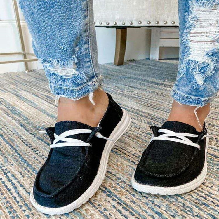 Women's Slip On Loafer Shoes Canvas Low Top Fashion Sneakers Casual ...