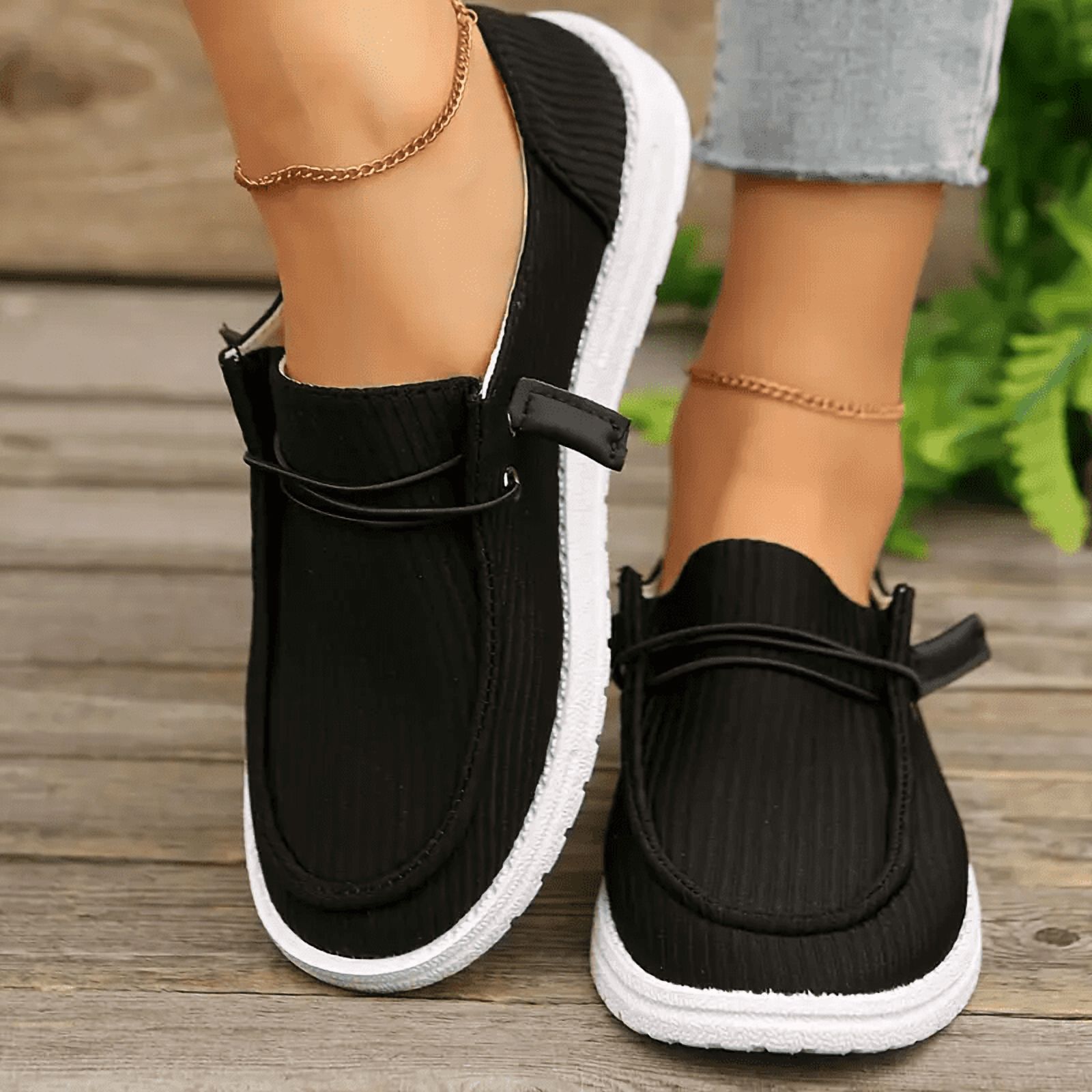 Women's Slip-On Loafers - Breathable Linen Boat Shoes with Arch Support ...