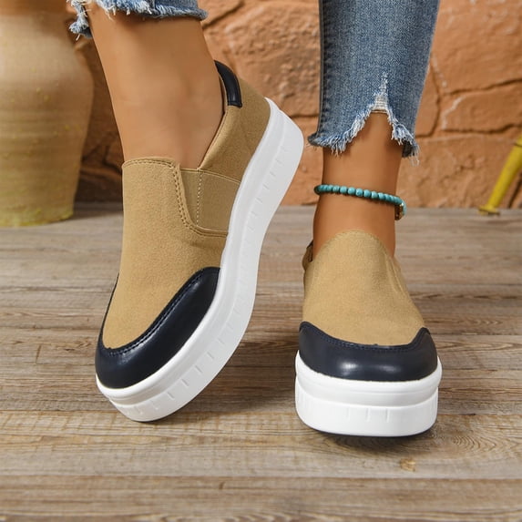 Women's Slip-On Loafers, Comfortable Casual Flats with Cushioned Insole for All-Day Walking, Easy on Off Lightweight Shoes for Daily Wear and Errands