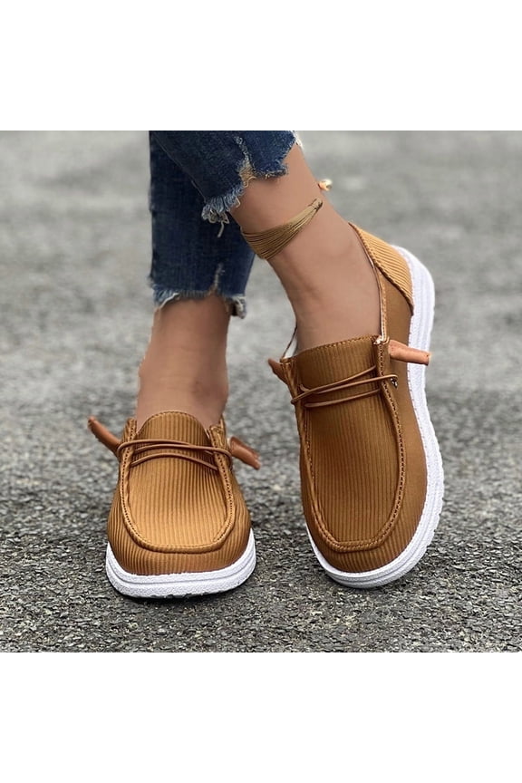Women's Slip-On Loafers – Comfortable Lightweight Linen Boat Shoes for Work, Travel, Driving, Walking | Cushioned Arch Support, Breathable Casual Shoes for Ladies, Home, Shopping, Dating