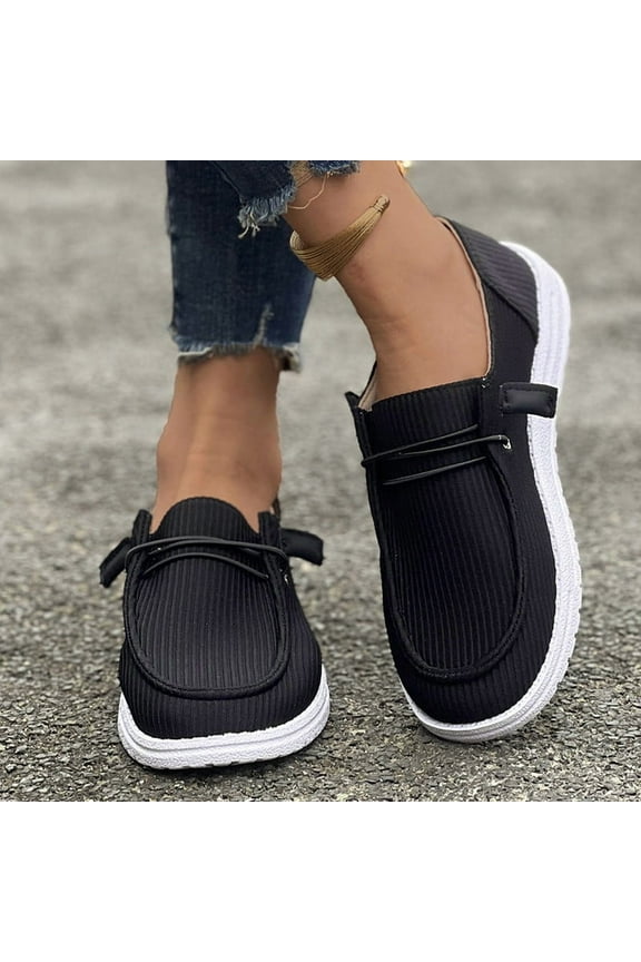 Women's Slip-On Loafers – Comfortable Lightweight Linen Boat Shoes for Work, Travel, Driving, Walking | Cushioned Arch Support, Breathable Casual Shoes for Ladies, Home, Shopping, Dating