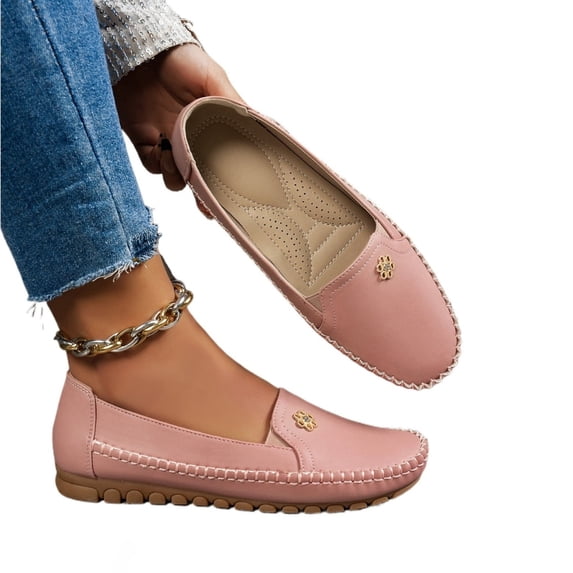 Women’s Slip-On Loafers Flats, Soft Leather Comfort Walking Shoes, Lightweight Non-Slip Driving Moccasins