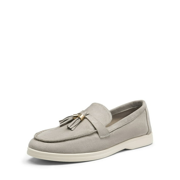 Women's Slip-On Loafers with Tassel Detail 0.8" Low Heel Comfortable Work Shoes for Women