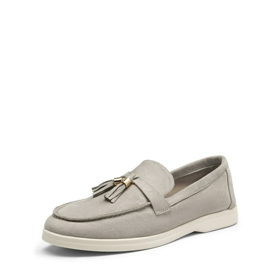 Women's Slip-On Loafers with Tassel Detail 0.8" Low Heel Comfortable Work Shoes for Women