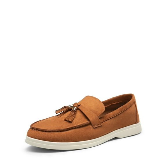 Women's Slip-On Loafers with Tassel Detail 0.8" Low Heel Comfortable Work Shoes for Women