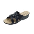 thumbnail image 1 of Women's Slip-On Low Wedge Comfort Sandals, Cross Flowers, 1 of 1