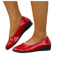 thumbnail image 1 of Women's Slip On Patent Leather Wedge Loafers Comfortable Non Slip Dress Shoes Low Top Wide Width Flat Shoes, 1 of 6