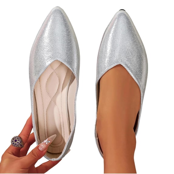 Women's Slip On Pointed Toe Work Dress Office Wedding Party Shoes Women's Casual Solid Color Soft Soled Shoes Trendy Loafers Flat Shoes