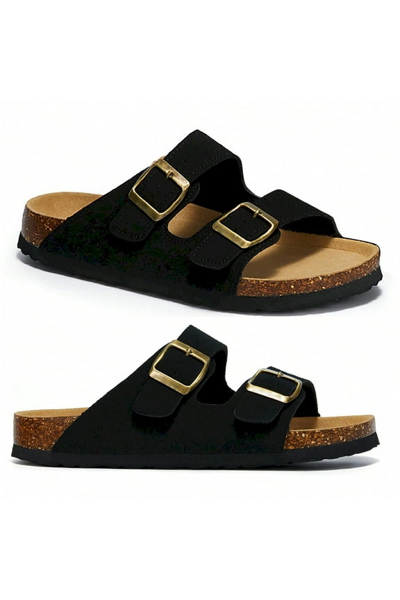 Women's Slip-On Sandals Adjustable Buckle Cork Footbed Comfortable Lightweight Design Slide Sandals