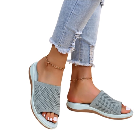 Women’s Slip-On Sandals for Summer, Comfortable Slides for Women, Lightweight Open Toe Casual Mules, Soft Sole Everyday Footwear for Home, Travel, Beach, Pool, Vacation, Daily Wear,37